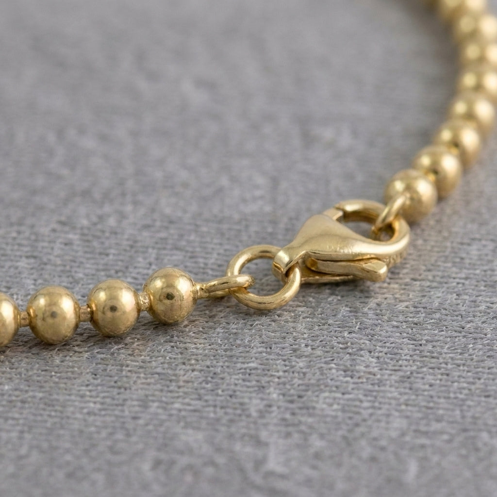 18K Solid Gold Classic Ball Bead Bracelet