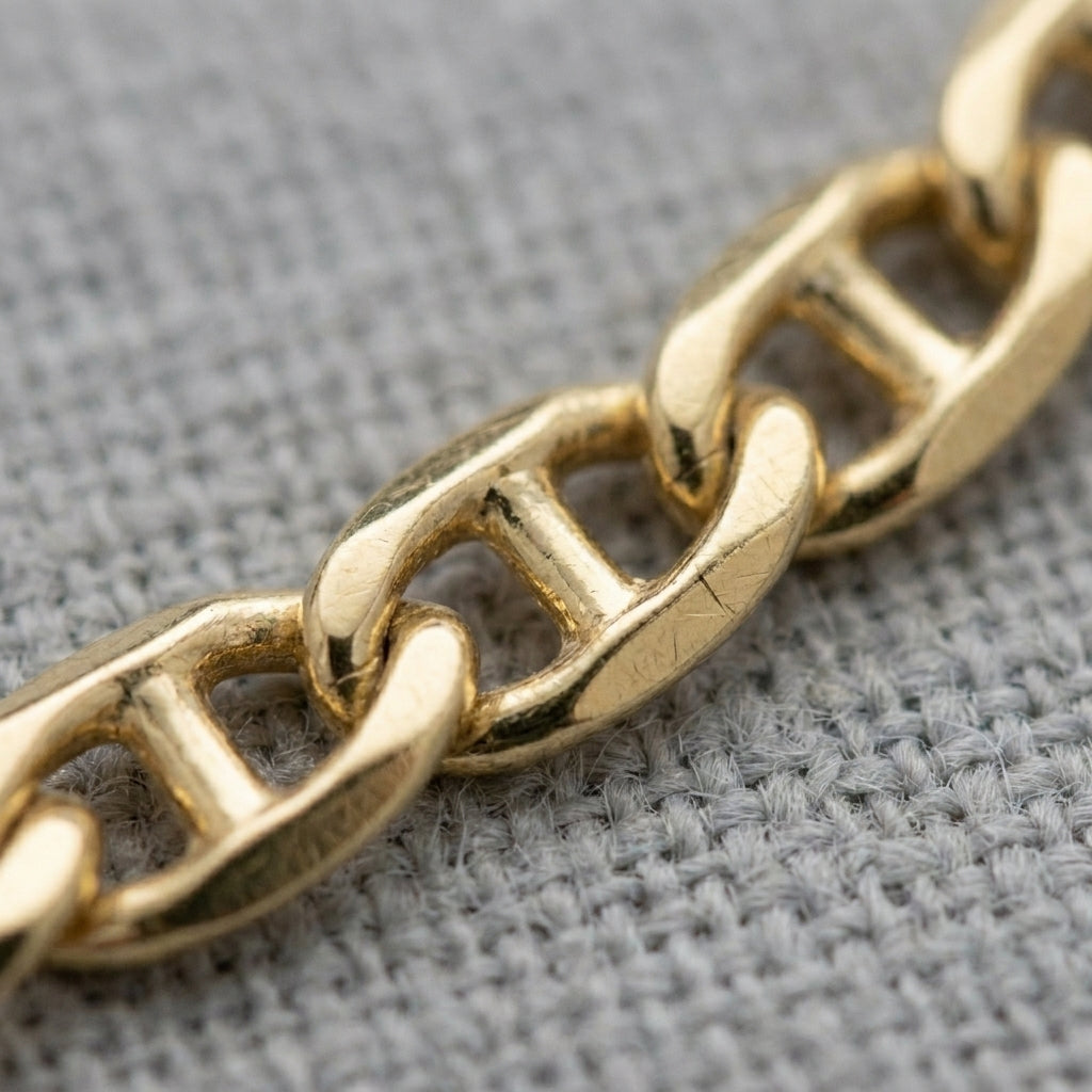 18K Solid Gold Smooth Mariner Bracelet