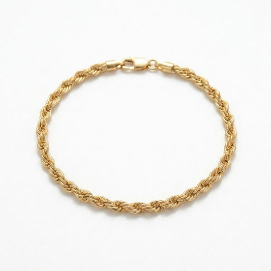 18K Solid Gold Rope Chain Bracelet