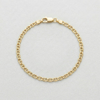 18K Solid Gold Smooth Mariner Bracelet