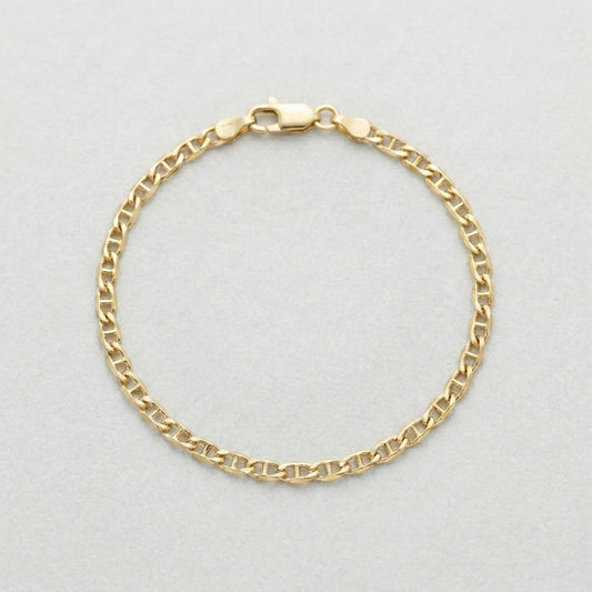 18K Solid Gold Smooth Mariner Bracelet