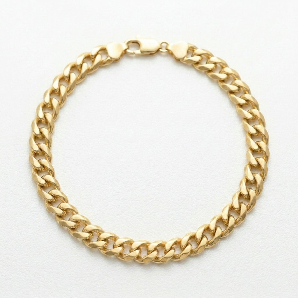 18K Solid Gold Classic Miami Cuban Link Bracelet