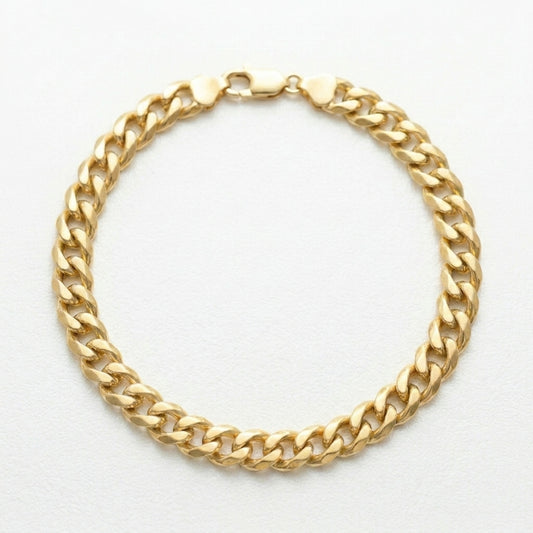 18K Solid Gold Classic Miami Cuban Link Bracelet