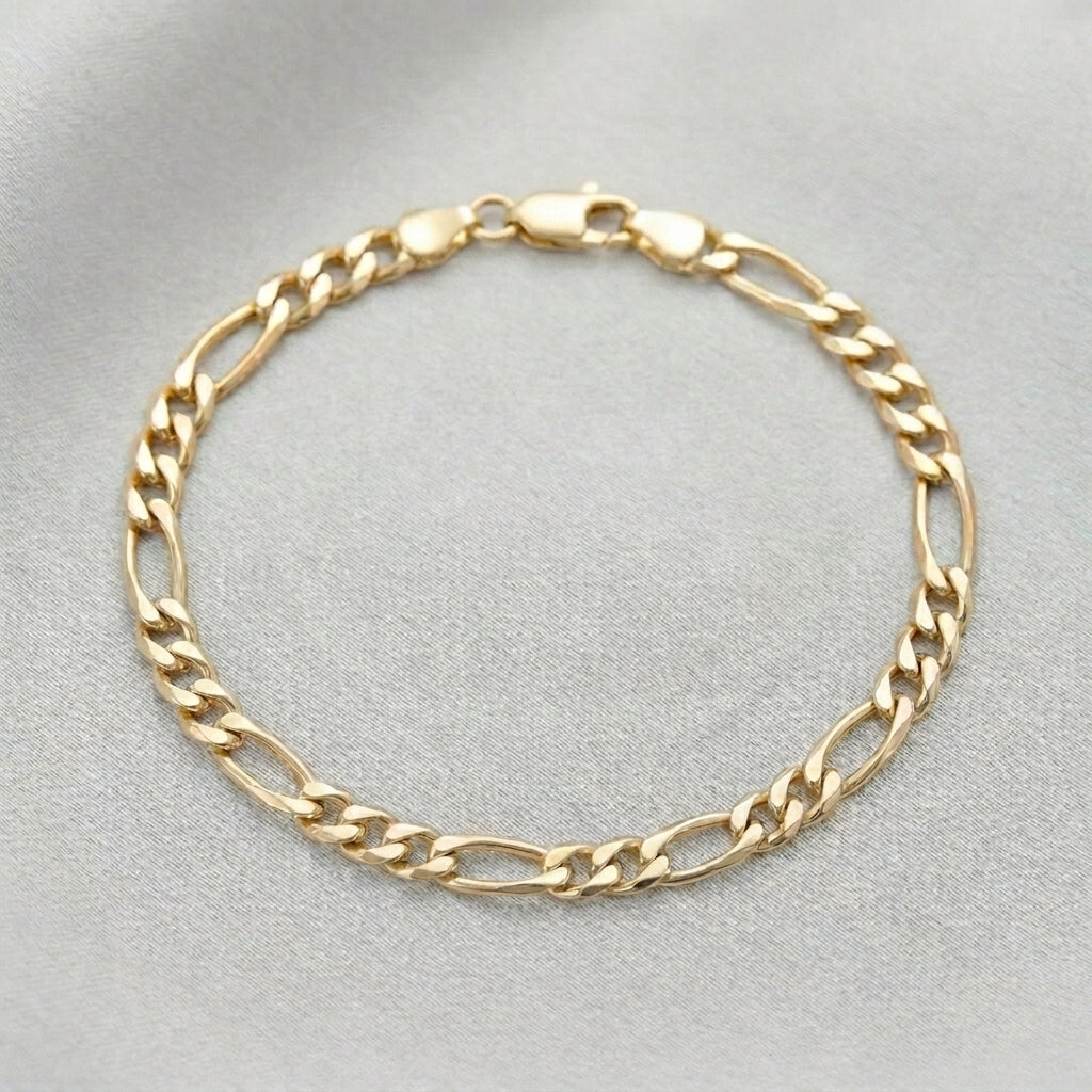 18K Solid Gold Classic Figaro Bracelet