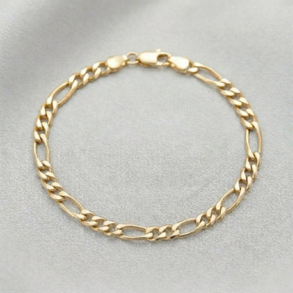18K Solid Gold Classic Figaro Bracelet