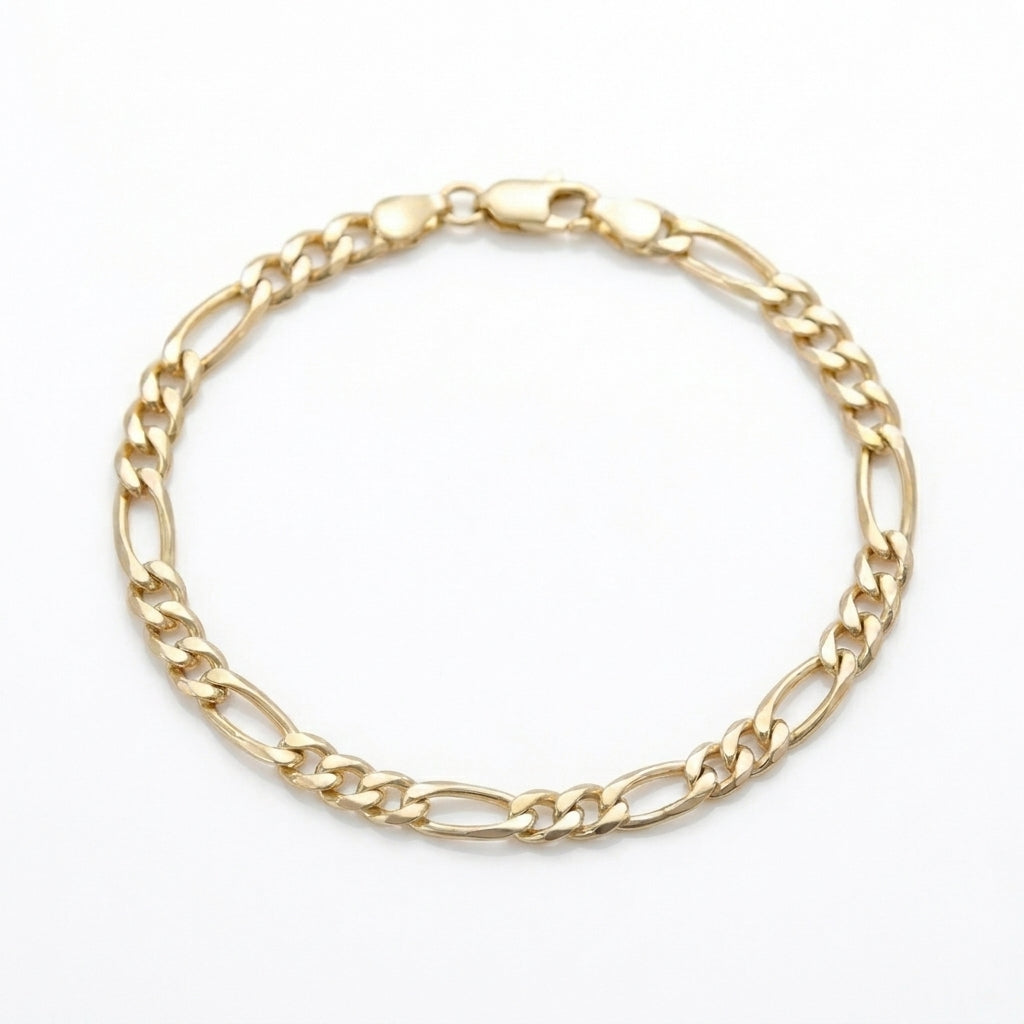 18K Solid Gold Classic Figaro Bracelet