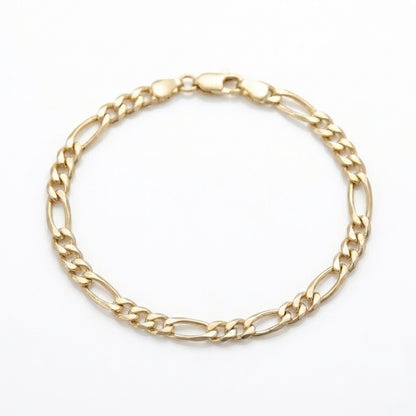 18K Solid Gold Classic Figaro Bracelet