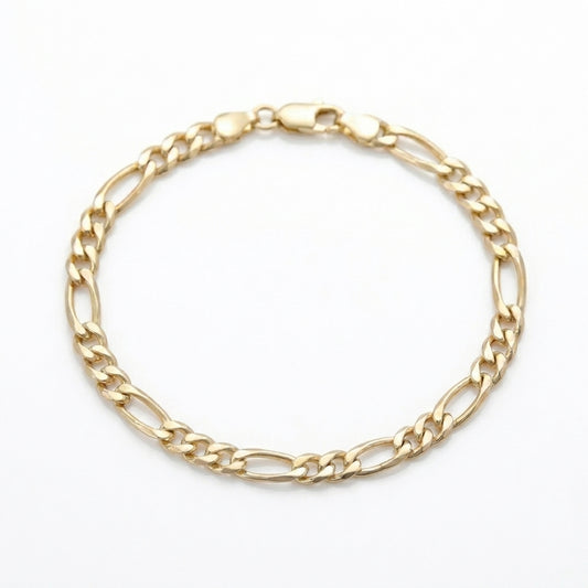 18K Solid Gold Classic Figaro Bracelet