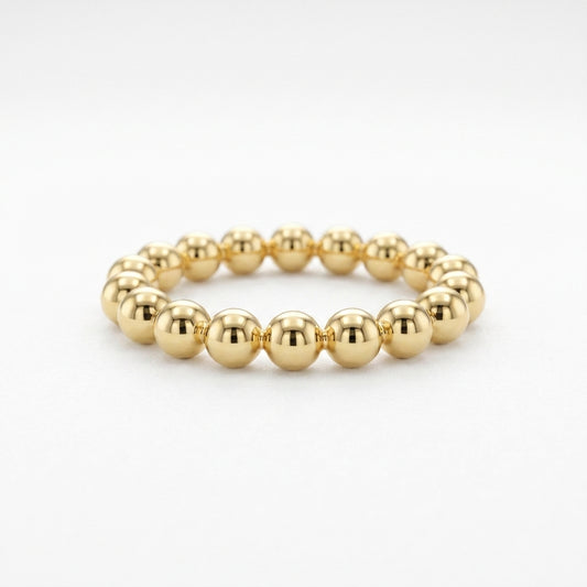 18K Solid Gold Beaded Ball Eternity Band Ring