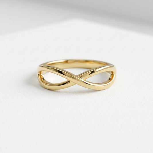 18K Solid Gold Classic Infinity Knot Band Ring