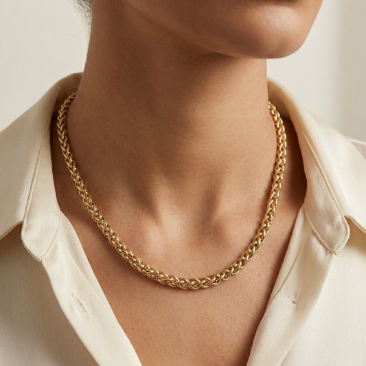 18K Solid Gold Franco Link Chain Necklace