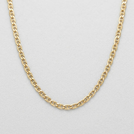 18K Solid Gold Smooth Mariner Chain Necklace