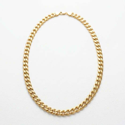 18K Solid Gold Classic Miami Cuban Link Chain Necklace