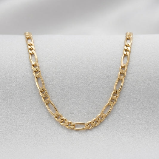 18K Solid Gold Classic Figaro Chain Necklace