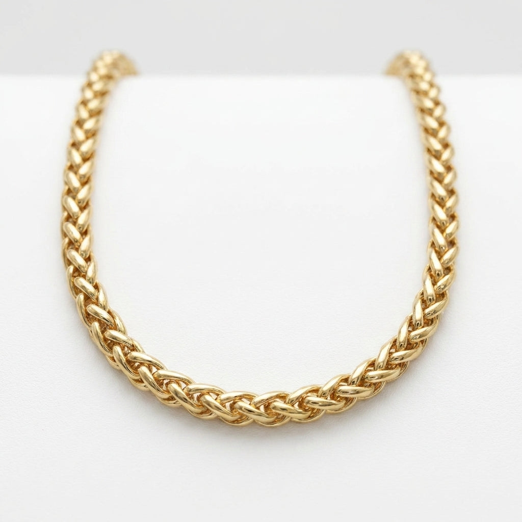 18K Solid Gold Franco Link Chain Necklace