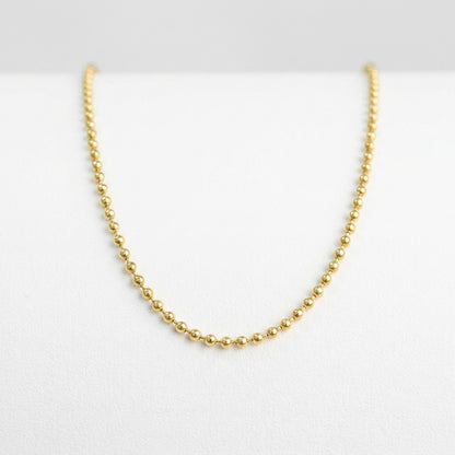 18K Solid Gold Classic Ball Bead Chain Necklace