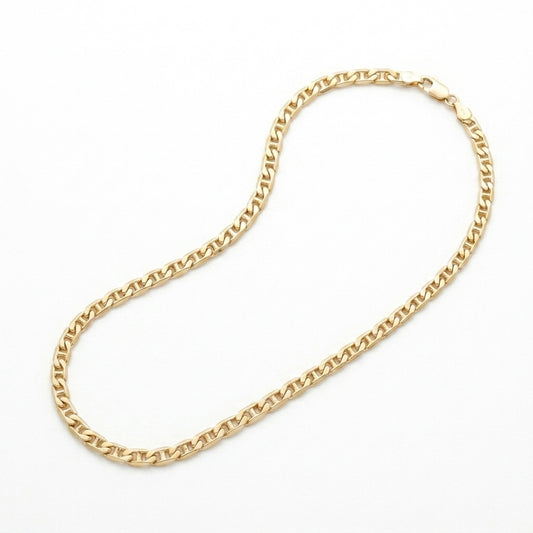 18K Solid Gold Flat Anchor Ladder Chain Necklace
