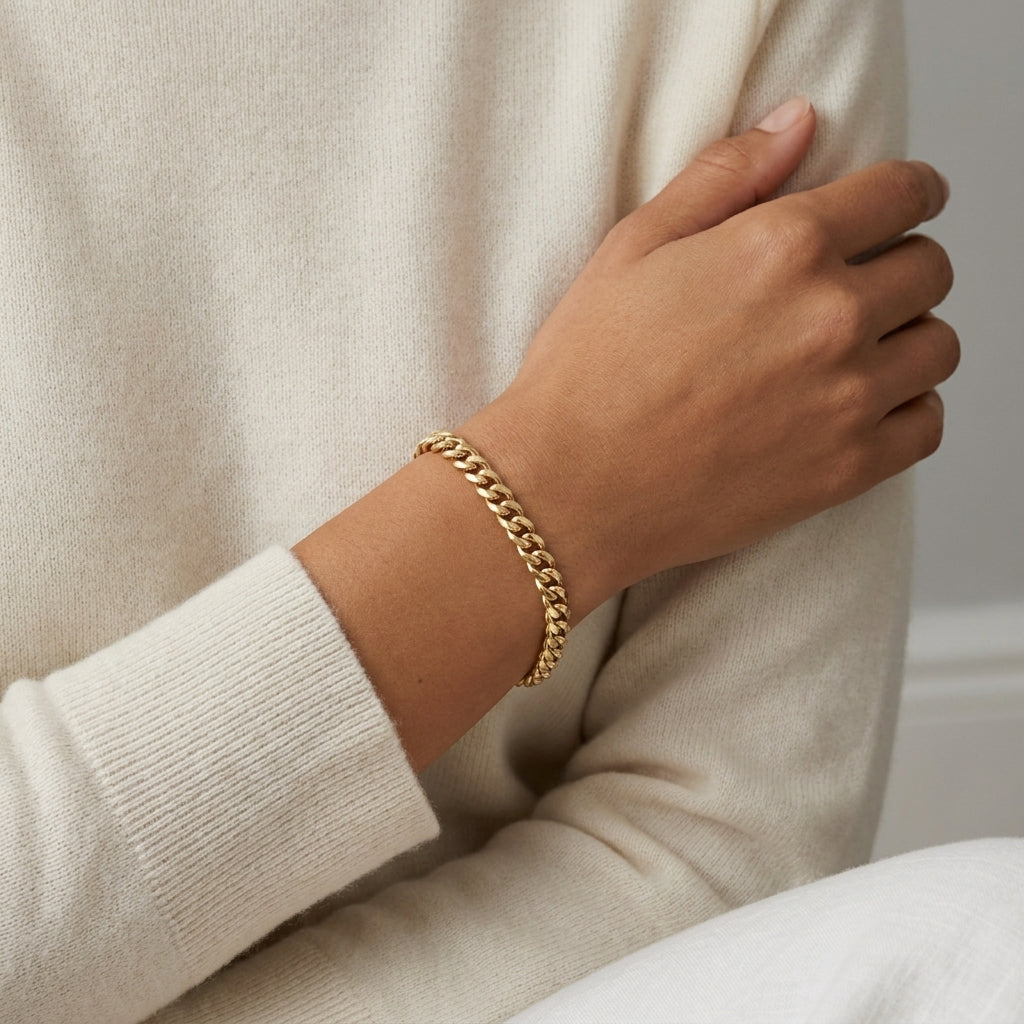 18K Solid Gold Classic Miami Cuban Link Bracelet