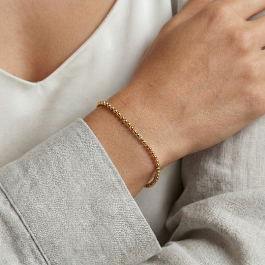 18K Solid Gold Classic Ball Bead Bracelet