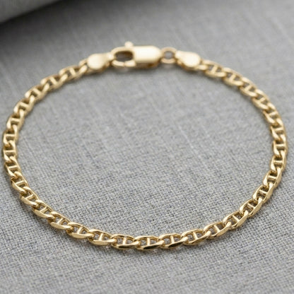 18K Solid Gold Smooth Mariner Bracelet