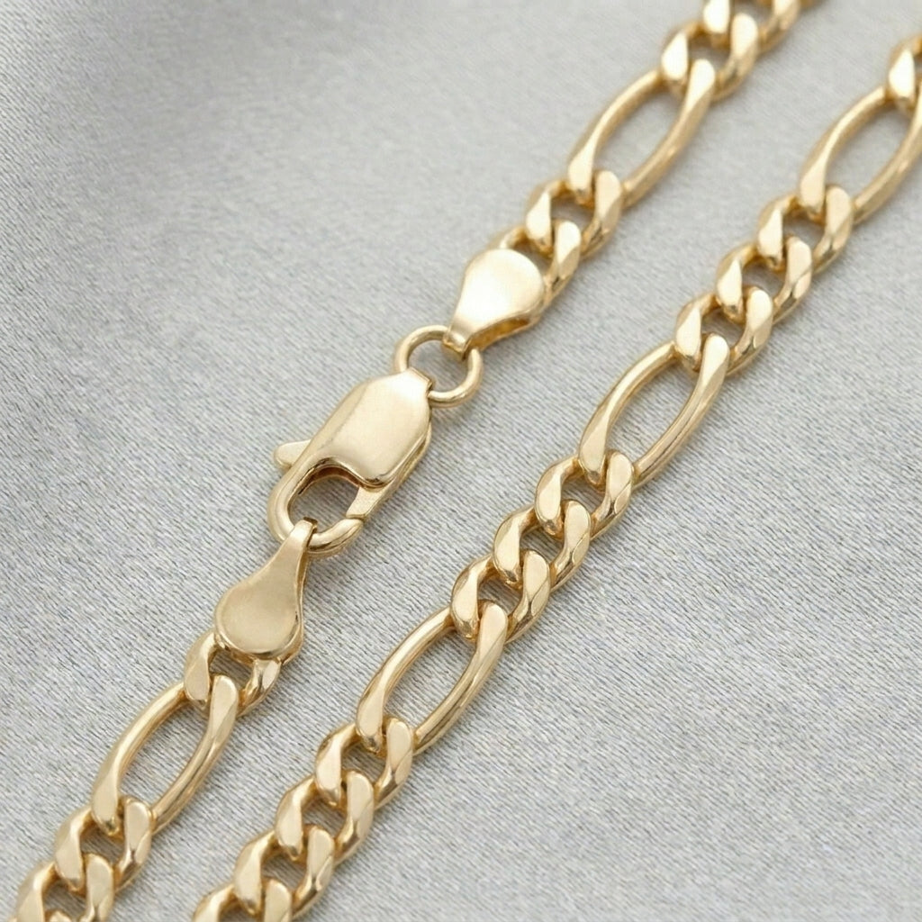 18K Solid Gold Classic Figaro Bracelet