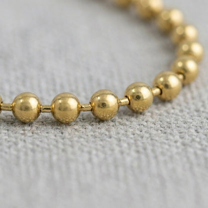 18K Solid Gold Classic Ball Bead Chain Necklace